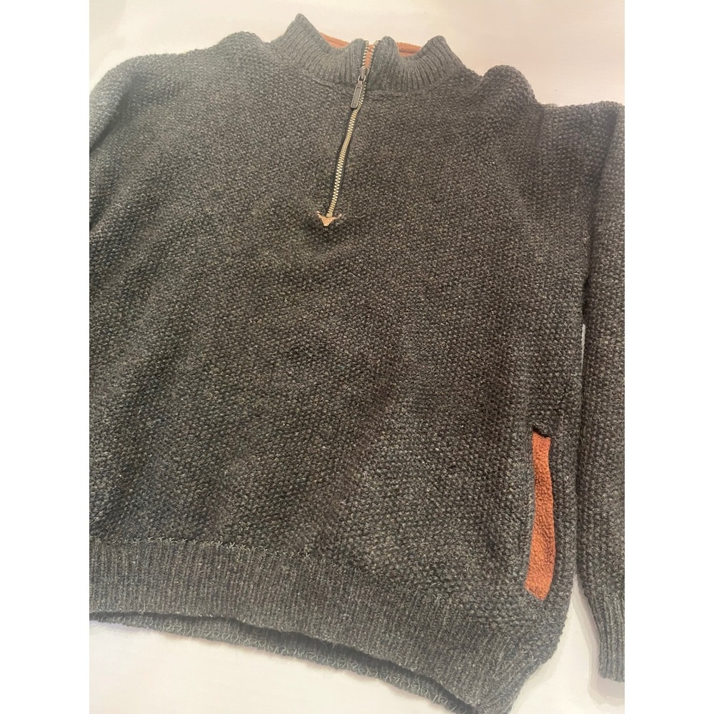Early Winters Mens Large Gray Wool Blend Quarter Zip Pullover Sweater Fleece